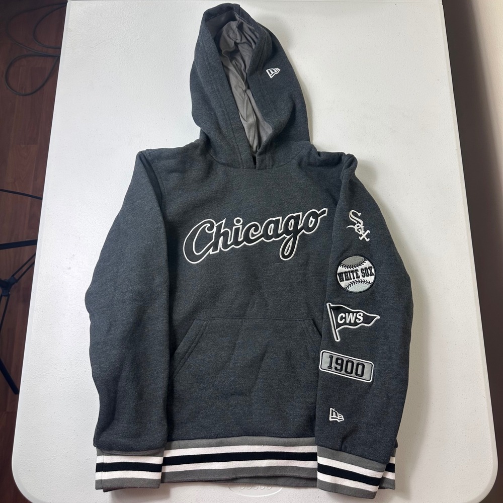 New Era Hoodie Youth Large Gray Chicago White Sox MLB Pullover Fleece Jacket